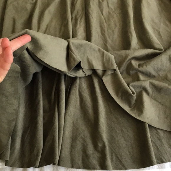 Zara Army Green Faux Suede Midi Skirt S XS - Picture 5 of 8